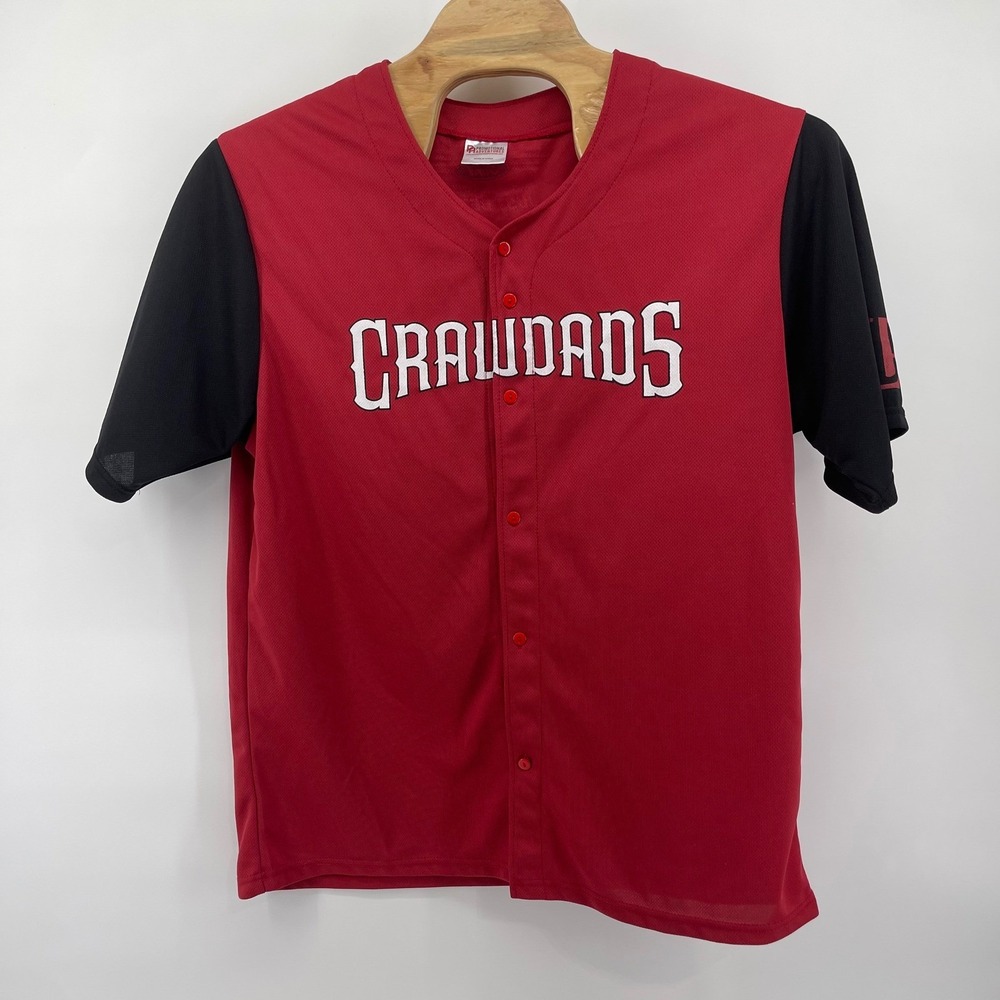 Promotional Adventures Hickory Crawdads Jersey 3XL Blokecore Red Black Button Up